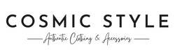 Black and white logo of the Cosmic Style shop of authentic clothing and accessories.